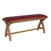 Red Leather Dining Bench 120cm Cross Leg Country Oak Design - 10% OFF SPRING SALE - 9