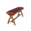 Red Leather Dining Bench 120cm Cross Leg Country Oak Design - 20% OFF SPRING SALE - 5