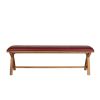 Red Leather Bench 160cm Country Oak Bench Cross Legs - 10% OFF SPRING SALE - 9