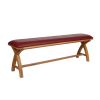 Red Leather Bench 160cm Country Oak Bench Cross Legs - 10% OFF SPRING SALE - 6