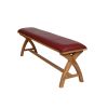 Red Leather Bench 160cm Country Oak Bench Cross Legs - 10% OFF SPRING SALE - 12