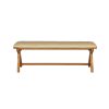 Cream Leather 1.6m Country Oak Cross Leg Bench - 10% OFF SPRING SALE - 3