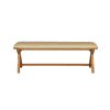 Cream Leather 1.6m Country Oak Cross Leg Bench - 20% OFF SPRING SALE - 3