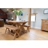 Country Oak 140cm X Leg Oval Table and 2 1.2m X Leg Country Oak Benches - SPRING SALE - 10
