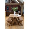 Country Oak 140cm X Leg Oval Table and 2 1.2m X Leg Country Oak Benches - SPRING SALE - 11