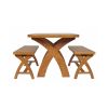 Country Oak 140cm X Leg Oval Table and 2 1.2m X Leg Country Oak Benches - SPRING SALE - 2