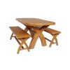 Country Oak 140cm X Leg Oval Table and 2 1.2m X Leg Country Oak Benches - SPRING SALE - 6