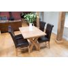 1.3m - 1.8m Country Oak X Leg Table 6 Emperor Brown Leather Chairs - SPRING MEGA DEAL - 16
