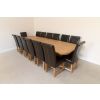 Country Oak 3.4m X Leg Oval Extending Table 14 Titan Brown Chairs Set - 2