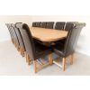 Country Oak 3.4m X Leg Oval Extending Table 14 Titan Brown Chairs Set - 5