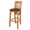 Westfield Oak Kitchen Stool with Brown Leather Seat Pad - 10% OFF SPRING SALE - 4