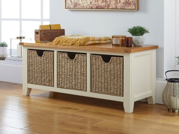 Hallway clearance storage baskets