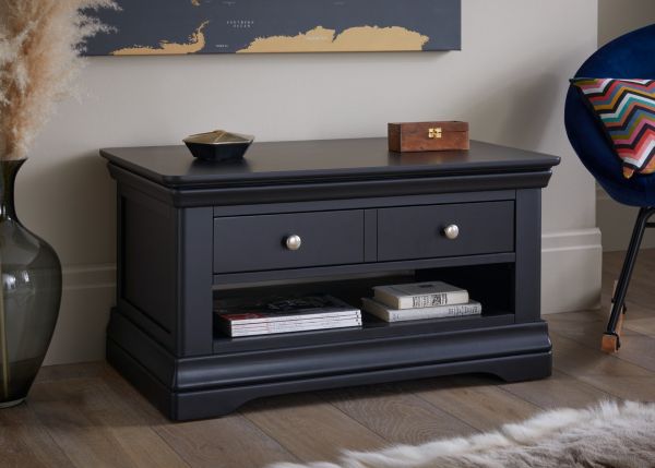Toulouse Black Painted Coffee Table 1 Drawer - 10% OFF CODE SAVE
