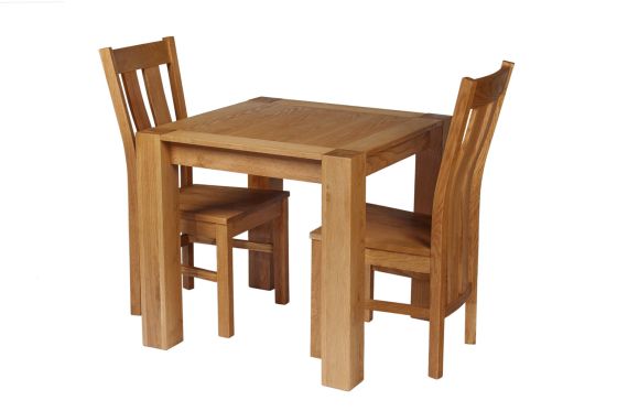 Cambridge 80cm Oak Table 2 Churchill Oak Seat Chair Set - SUMMER SALE