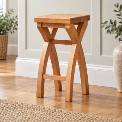 Country Oak Cross Leg Solid Oak Kitchen Stool