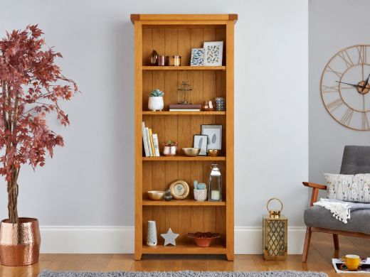 Country Oak Tall Bookcase with Shelves