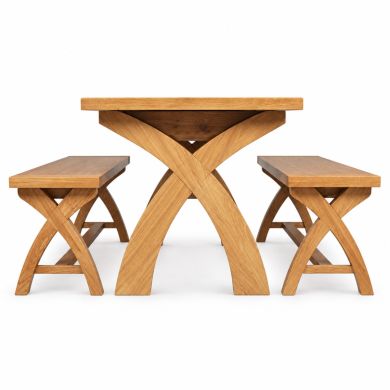 oak table and bench set