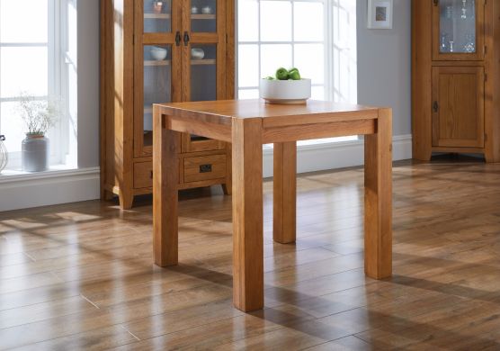 Country Oak 80cm Square Chunky Corner Leg Small Dining Table / Desk - SUMMER SALE