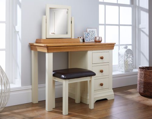 Farmhouse Country Oak Cream Painted Dressing Table / Home Office Desk - 10% OFF SUMMER SALE