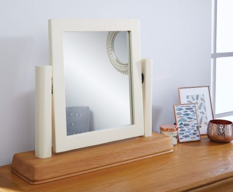 Farmhouse Country Oak Cream Painted Dressing Table Mirror - SUMMER MEGA DEAL