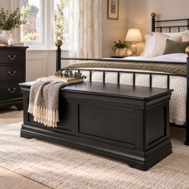 Toulouse Black Painted Large Blanket Box Storage Ottoman