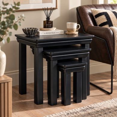 Toulouse Black Painted Nest Of 3 Tables / Side Tables professional photo