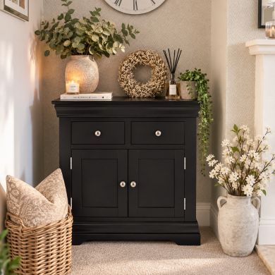 Toulouse 80cm Black Painted Small Sideboard
