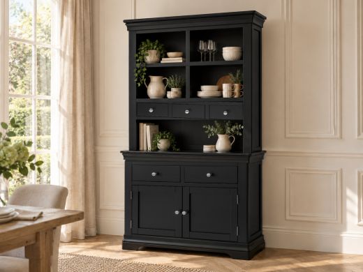 Toulouse Black Painted 100cm Buffet and Hutch Dresser Display Unit
