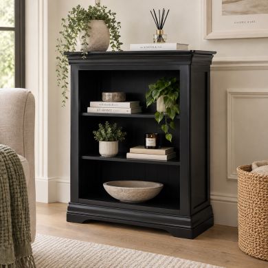 Toulouse Black Painted Low Small Bookcase