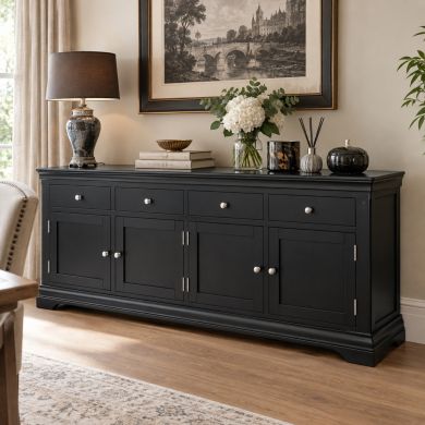 Toulouse Large 200cm Black Painted Sideboard