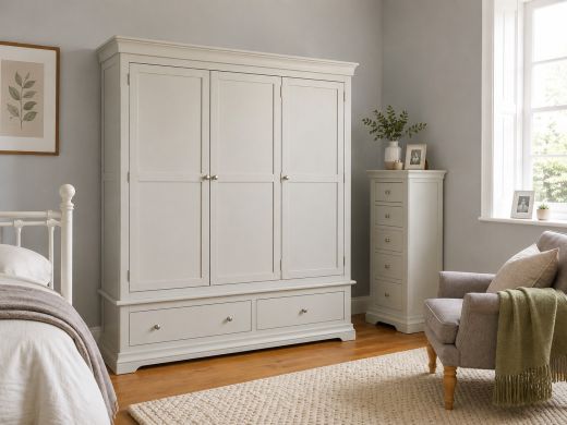 Toulouse Grey Triple Wardrobe with Drawers in a stylish bedroom