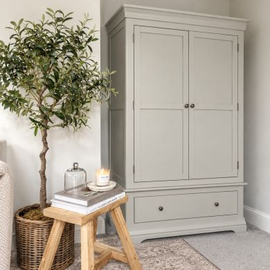 Toulouse Grey Painted Double Wardrobe with Drawer Instagram collaboration @paintitprettyhome