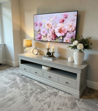 Toulouse grey painted large 1.8m TV unit with drawers