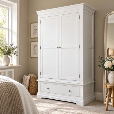 Toulouse brilliant white painted double wardrobe in the stunning bedroom of @_homeofvictoria on Instagram
