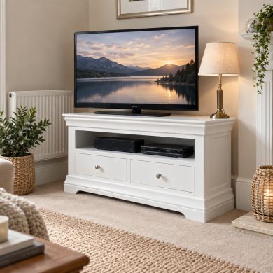 Toulouse White Painted Fully Assembled TV Unit 2 Drawers - Customer review photo 1