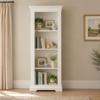 Toulouse White Painted Tall Narrow Bookcase