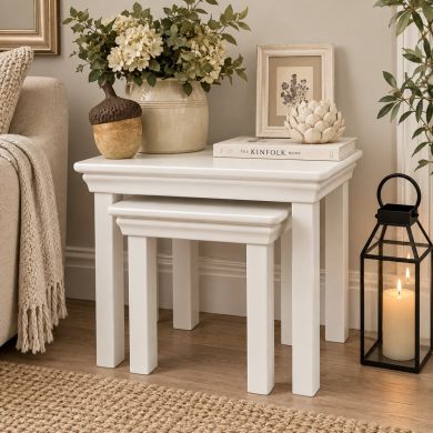 Toulouse White Painted Assembled Nest Of Two Tables - Photo by @at_home_with_bekki On Instagram