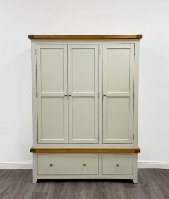 Cheshire Grey Painted Oak Triple Wardrobe with Drawers