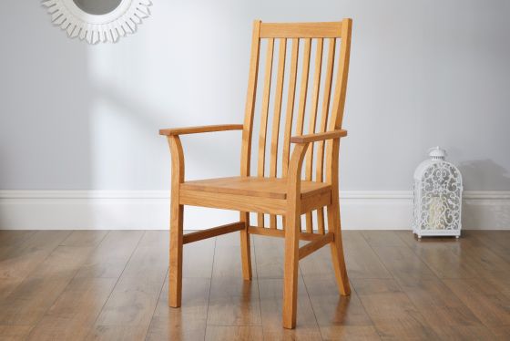 Lichfield Solid Oak Assembled Carver Dining Chair - £20 OFF SUMMER SALE