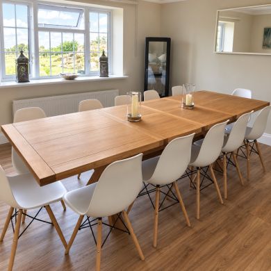 Provence 2.8m Double Extending Cross Leg Oak Table - £100 OFF AUTUMN SALE