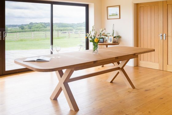 Provence 2.8m Large Double Extending Cross Leg Dining Table - 20% Off Discount Code FLASH