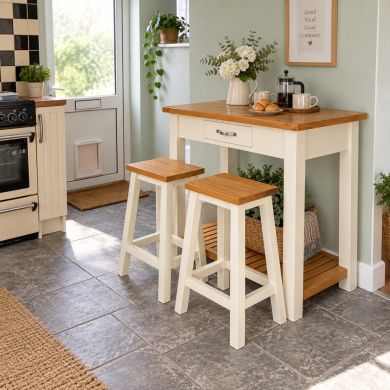 Tutbury Cream Painted Oak Breakfast Table Kitchen Stool Set - AUTUMN SALE