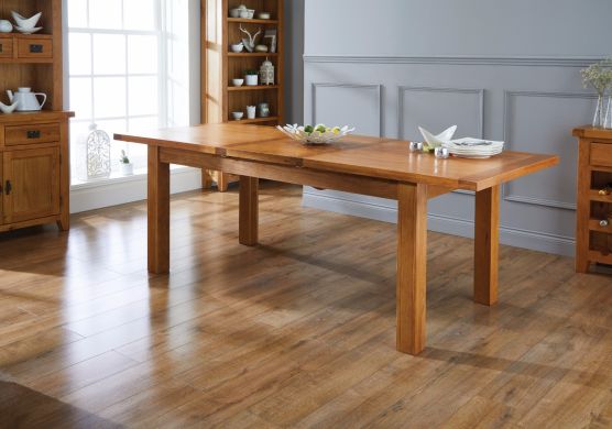 Country Oak 1.8m to 2.3m Butterfly Extending Oak Dining Table - 20% Off Discount Code FLASH
