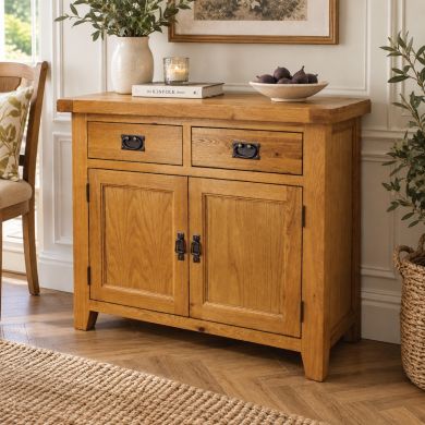 Country Oak 100cm Small Assembled Oak Sideboard - £60 OFF FLASH SALE