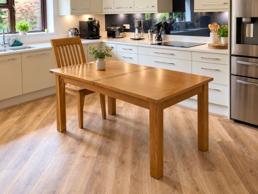 Country Oak 180cm extending oak dining table in a bright modern dining room setting