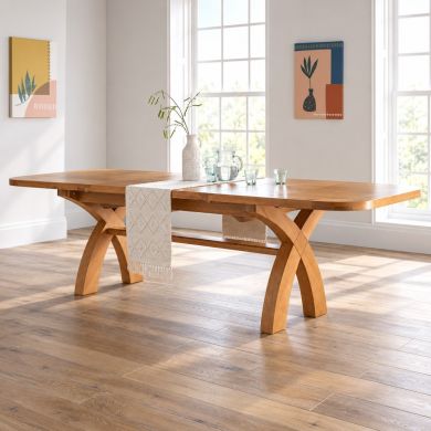 Country Oak 2.8m X Leg Double Extending Large Table Oval Corners professional photo
