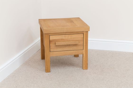 Baltic 40cm Small European Oak Lamp Table With Drawer - CLEARANCE MEGA DEAL