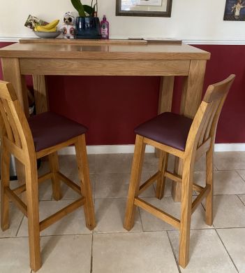 Billy Solid Oak Tall Kitchen Stool with Red Leather Pad - Customer review photo 