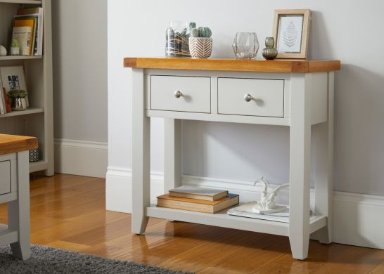 Cheshire Grey Painted 2 Drawer Oak Console Table