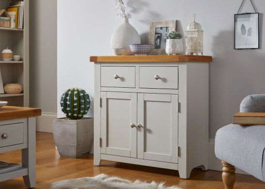 Cheshire Grey Painted 80cm Small Oak Sideboard